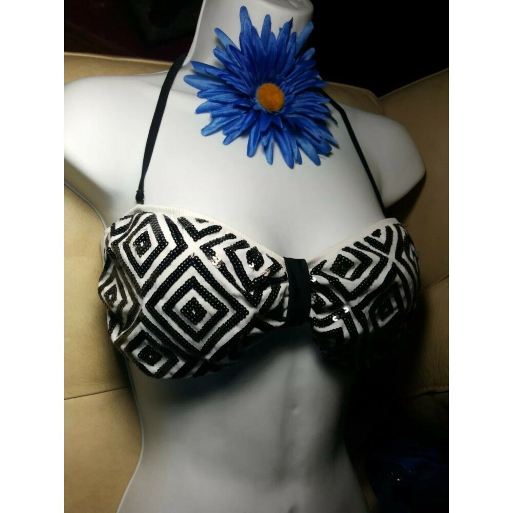Victorias Secret Swim Sequined Bandeau Top Size L new